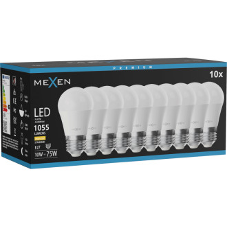 Mexen Nova 10x LED žárovka E27, G45, 10W, teplá - 3000K, 1055 lm - L101-E27-1030-01x10