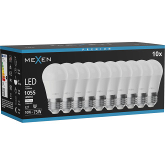 Mexen Nova 10x LED žárovka E27, G45, 10W, neutrální - 4000K, 1055 lm - L101-E27-1040-01x10
