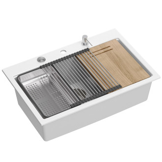 REA Granitový dřez MARC 110 WORKSTATION White ZLE-09062