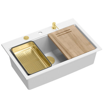 Granitový dřez MARC 110 WORKSTATION White