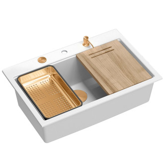 Granitový dřez MARC 110 WORKSTATION White