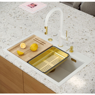 Granitový dřez MARC 110 WORKSTATION White