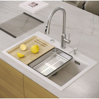 Granitový dřez MARC 110 WORKSTATION White