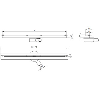 Mexen FLAT 360 SUPER SLIM 130 cm - Lineární odtkový žlab, černá 1751130