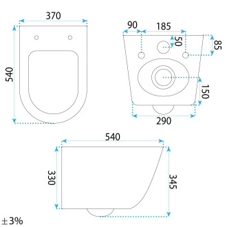 Sada: Závěsná WC mísa + Umyvadlo na desku Rea Duo White