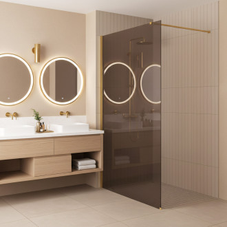 Sprchová zástěna Rea Flexi Brown / Gold 90