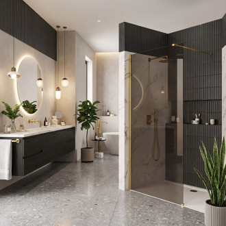 Sprchová zástěna Rea Flexi Brown / Gold 90