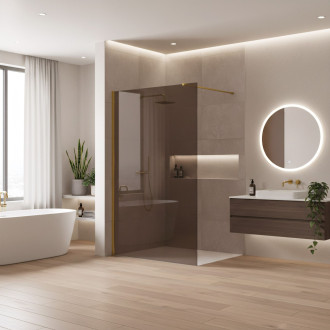 Sprchová zástěna Rea Flexi Brown / Gold 90