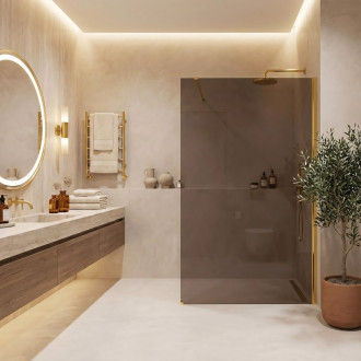 Sprchová zástěna Rea Flexi Brown / Gold 90