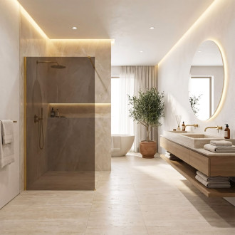 Sprchová zástěna Rea Flexi Brown / Gold 110