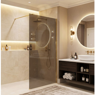 Sprchová zástěna Rea Flexi Brown / Gold 140