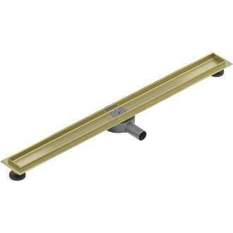 Těleso lineárního odtoku Mexen Flat 360°, otočné, 100 cm, kartáčované zlato - 1A40100