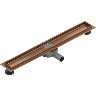 Těleso lineárního odtoku Mexen Flat 360°, otočné, 60 cm, kartáčovaná měď - 1C40060
