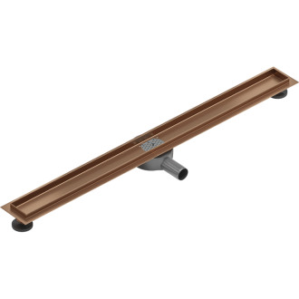 Těleso lineárního odtoku Mexen Flat 360°, otočné, 80 cm, kartáčovaná měď - 1C40080
