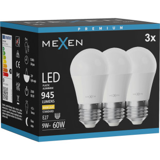 Mexen Nova 3x LED žárovka E27, G45, 9W, teplá - 3000K, 945 lm - L101-E27-0930-01x03