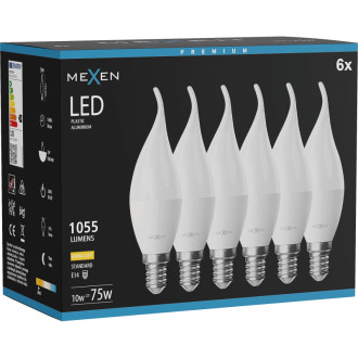 Mexen Nova 6x LED žárovka E14, C37, 10W, teplá - 3000K, 1055 lm - L106-E14-1030-01x06