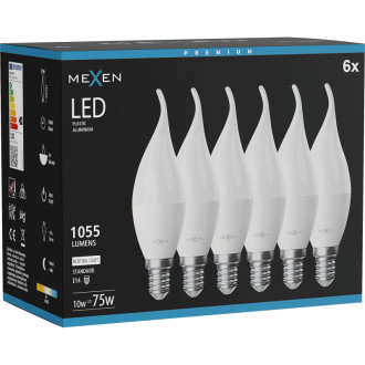 Mexen Nova 6x LED žárovka E14, C37, 10W, neutrální - 4000K, 1055 lm - L106-E14-1040-01x06