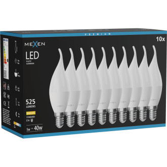 Mexen Nova 10x LED žárovka E14, C37, 5W, teplá - 3000K, 525 lm - L106-E14-0530-01x10