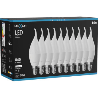 Mexen Nova 10x LED plamenná žárovka E14, C37, 8W, neutrální - 4000K, 840 lm - L106-E14-0840-01x10