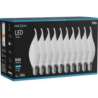 Mexen Nova 10x LED žárovka E14, C37, 8W, studená - 6500K, 840 lm - L106-E14-0865-01x10