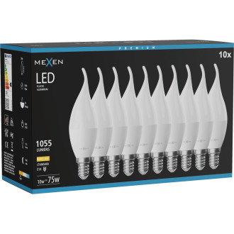 Mexen Nova 10x LED žárovka E14, C37, 10W, teplá - 3000K, 1055 lm - L106-E14-1030-01x10