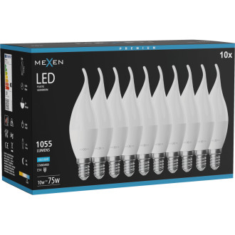 Mexen Nova 10x LED žárovka E14, C37, 10W, studená - 6500K, 1055 lm - L106-E14-1065-01x10