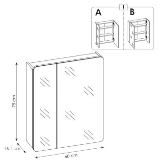 COMAD ARUBA 841 -60CM FSC Zrcadlová skříňka
