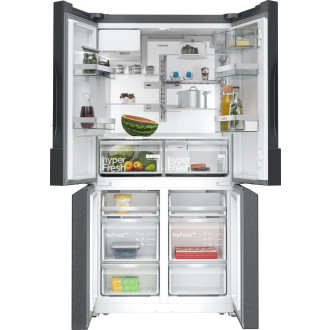 Americká lednice Siemens s mrazničkou dole 183 x 90,5 cm BlackSteel, Total noFrost KF96DPXEA