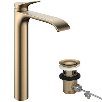 Vysoká umyvadlová baterie Hansgrohe Vivenis s výpustí kartáčovaný bronz 75044140