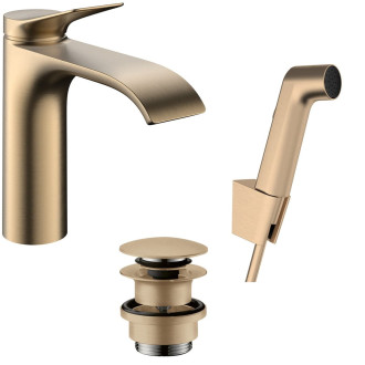 Umyvadlová baterie Hansgrohe Vivenis s bidetovou sprškou kartáčovaný bronz 75210140