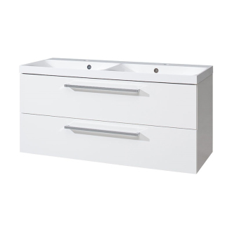 Bino, koupelnová skříňka s umyvadlem z litého mramoru, 1210x578x460 mm, bílá lesk CN663M