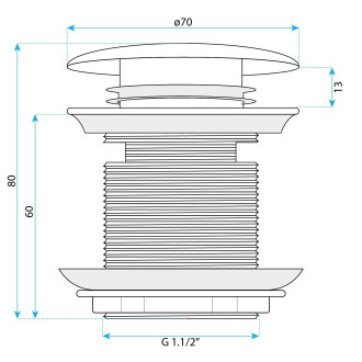 Univerzální vanová výpusť REA Click-clack - Brush Copper 6cm