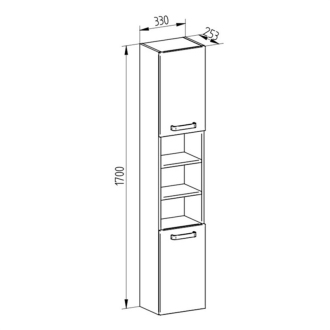 Mereo Leny koupelnová skříňka, vysoká, bílá, 6 polic, 2x dveře, levá CN814