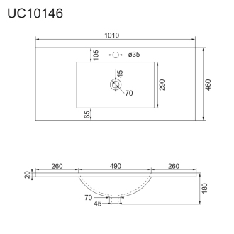 Mereo Aira koupelnová skříňka s keramickým umyvadlem, spodní, šedá, 2 zásuvky CN732