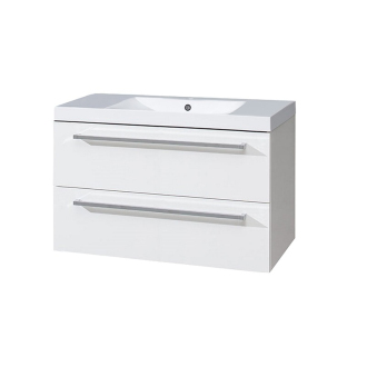 Bino, koupelnová skříňka s umyvadlem z litého mramoru, 1010x578x460 mm, bílá lesk CN662M