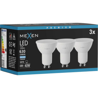 Mexen Nova 3x LED žárovka GU10, 6W, studená - 6500K, 630 lm - L107-GU10-0665-01x03