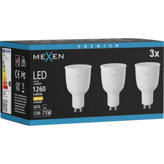 Mexen Nova 3x LED žárovka GU10, 12W, teplá - 3000K, 1260 lm - L108-GU10-1230-01x03