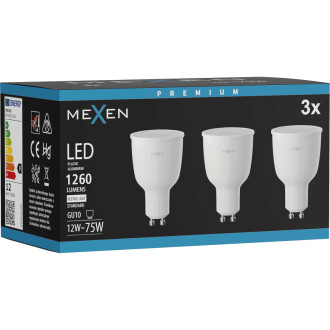Mexen Nova 3x LED žárovka GU10, 12W, neutrální - 4000K, 1260 lm - L108-GU10-1240-01x03