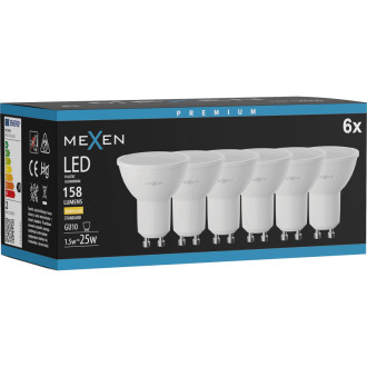 Mexen Nova 6x LED žárovka GU10, 1,5W, teplá - 3000K, 158 lm - L107-GU10-0130-01x06