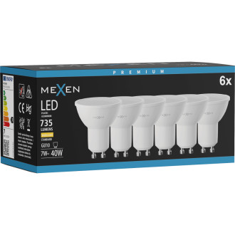 Mexen Nova 6x LED žárovka GU10, 7W, teplá - 3000K, 735 lm - L107-GU10-0730-01x06