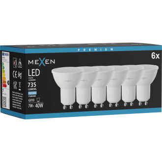 Mexen Nova 6x LED žárovka GU10, 7W, studená - 6500K, 735 lm - L107-GU10-0765-01x06