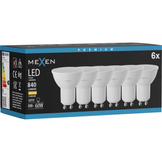 Mexen Nova 6x LED žárovka GU10, 8W, teplá - 3000K, 840 lm - L108-GU10-0830-01x06