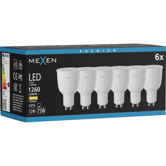 Mexen Nova 6x LED žárovka GU10, 12W, teplá - 3000K, 1260 lm - L108-GU10-1230-01x06