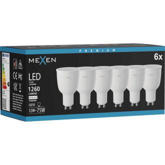 Mexen Nova 6x LED žárovka GU10, 12W, neutrální - 4000K, 1260 lm - L108-GU10-1240-01x06