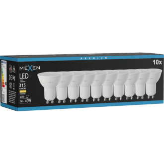 Mexen Nova 10x LED žárovka GU10, 3W, teplá - 3000K, 315 lm - L107-GU10-0330-01x10