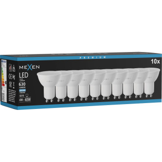 Mexen Nova 10x LED žárovka GU10, 6W, studená - 6500K, 630 lm - L107-GU10-0665-01x10