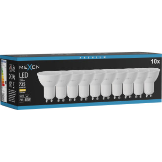 Mexen Nova 10x LED žárovka GU10, 7W, teplá - 3000K, 735 lm - L107-GU10-0730-01x10