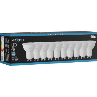 Mexen Nova 10x LED žárovka GU10, 7W, studená - 6500K, 735 lm - L107-GU10-0765-01x10