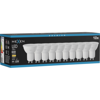 Mexen Nova 10x LED žárovka GU10, 8W, teplá - 3000K, 840 lm - L108-GU10-0830-01x10