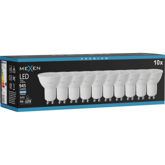 Mexen Nova 10x LED žárovka GU10, 9W, studená - 6500K, 945 lm - L108-GU10-0965-01x10